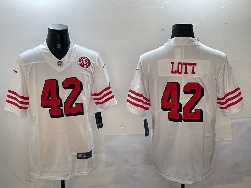 Men San Francisco 49ers 42 Lott White Throwback 2024 Nike Limited NFL Jersey style 01043
